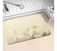 Tapis de Bain Antidérapant, Tapis Salle de Bain Absorbant en Pierre Microfibre Douce Bath Mat à Séchage Rapide Lavable pour Bathroom, Douche, Cuisine, Toilette, Baignoire, Porte Cream 120x170cm 16-633