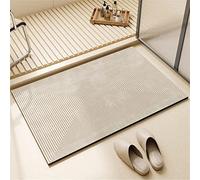 Tapis de Bain AntidéRapant, Tapis Salle de Bain Absorbant, Tapis de Douche Tapis de Salle de Bain Tapis Diatomite, Lavable Tapis de Bain Doux SéChage Rapide, Coussinets Tapis D'EntréE Beige, 50x80cm