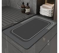 Tapis de Bain AntidéRapant, Tapis Salle de Bain Absorbant, Tapis de Douche Tapis de Salle de Bain Tapis Diatomite, Lavable Tapis de Bain SéChage Rapide, Coussinets Tapis D'EntréE Gris foncé, 60x90cm