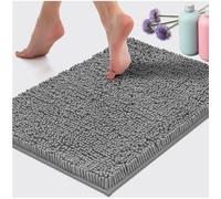 Tapis de Bain Antiderapant,Tapis Salle de Bain en Microfibre Chenille Douce,Tapis de Bain Absorbant- 40 x 60 cm, Gris Clair