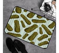 Tapis de Bain Antiderapant,Tapis Salle de Bain en Mousse à Mémoire Douce,Cornichon Vert Concombres Marinés Salés Esquisse Amusant Agriculture Kitsch Conse,Tapis de Bain Lavable pour Baignoire 40x60 cm
