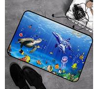 Tapis de Bain Antiderapant,Tapis Salle de Bain en Mousse à Mémoire Douce,Océan Vie marine sous-marine Animaux du monde marin Poissons tropicaux Dauphin av,Tapis de Bain Lavable pour Baignoire 40x60 cm