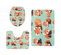 Tapis de Bain Antiderapant Vert Orange Animaux Tapis WC Contour Antidérapant Absorbant Mousse Mémoire Décoration de Salle de Bain 3 Pièces Lavable en Machine 45x75 cm