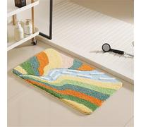 Tapis De Bain Antiderapant Vert Orange Tapis Salle De Bain Antiderapant Absorbant,Tapis De Douche en Microfibre Douce Lavable en Machine,Epais