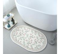 Tapis De Bain AntiderapantFleurs Roses Feuilles Vertes Tapis de bain en microfibre Douce,Super épais-Lavable en machine-Antidérapant-Super absorbant-Anti-moisissure,pour Baignoire,Chambres 40x60cm