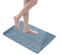 Tapis de bain antidérapants en chenille,grands salle doux et absorbants tapis de bain moelleux,tapiss de sol pour le salon la cuisine et la chambre à coucher séchage rapide (Bleu foncé,40*60CM)