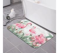 Tapis de bain aquarelle flamant tropical, terre de diatomées, super absorbant, séchage rapide, antidérapant, profil bas, tapis de sol pour baignoire, tapis de salle de bain pour douche et lavabo 40,