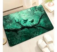 Tapis de Bain Arbre Vert Abstrait Tapis Salle de Bain Doux Microfibre Tapis de Douche Antiderapant Lavable Machine Bath Mat Absorbant d'eau Epais Rug 40x60cm
