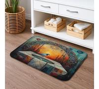 Tapis de bain artistique en peluche motif oiseau bleu, design fantaisie coloré, antidérapant, tapis de bain en mousse à mémoire de forme lavable pour décoration d'intérieur, 40,6 x 61 cm