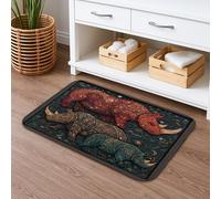 Tapis de bain artistique sur le thème des rhinocéros, motif animal coloré vif, absorbant et antidérapant, tapis de salle de bain décoratif en mousse à mémoire de forme, 40,6 x 61 cm