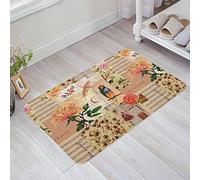 Tapis De Bain Autocollant d'oiseaux Et De Fleurs sur Fond De Partition Musicale Vintage, avec Bougie Horloge. Paillasson Extérieur Drole Maison Deco Tapis De pour Chambre, Couloir, 40x60cm