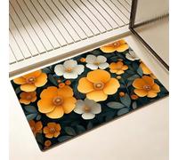 Tapis de Bain automne Séchage Rapide 60 x 90 cm, Tapis de Douche Antidérapant, Absorbant l'eau, Anti Odeur, Facile à Nettoyer, pour Douche, Salle de Bain, Paillasson, Chambre, mer de fleurs D-7586
