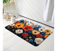 Tapis de Bain Automne, Tapis de Douche Antidérapant 50 x 60 cm, Séchage Rapide, Absorbant l'eau, Anti Odeur, Facile à Nettoyer, pour Douche, Salle de Bain, Paillasson, Chambre et Salon, Fleurs O-8196