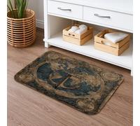 Tapis de bain avec ancres nautiques, motif vintage carte du monde côtière, absorbant, antidérapant, en mousse à mémoire de forme, lavable sur le thème de l'océan, 50,8 x 81,3 cm