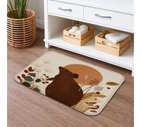 Tapis de bain avec illustration d'ours d'automne et d'automne - Éléments de nature rustique, antidérapant, absorbant, confortable, en mousse à mémoire de forme, lavable (50,8 x 81,3 cm)
