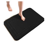 Tapis De Bain Bath Mat Non-Slip Bathroom Rug Mat Soft Absorbent Bath Mat Machine Washable Bathroom Shower Door Floor Mat Carpet for Tub Room(Black,50CMx80CM)