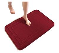 Tapis De Bain Bath Mat Non-Slip Bathroom Rug Soft Absorbent Machine Washable Shower Door Floor Carpet for Tub Room(Dark Red,50CMx80CM)