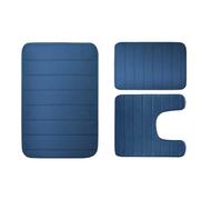 Tapis De Bain Bath Mats Sets Non Slip Grey Memory Foam Bathroom Soft Rugs Water Absorption Dry Fast Bath Mat Machine Washable for Home Floor(Deep Bule)