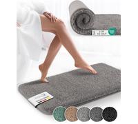 Beautissu BeauMare FL Tapis de Bain Absorbant et Antidérapant 120x70 cm - Tapis Shaggy Salle de Bain et WC Adapté au Chauffage au Sol - Tapis de Bain Gris Clair Moelleux & Extra Épais