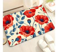 Tapis de Bain Beige Bleu Rouge Tapis Salle de Bain Doux Microfibre Tapis de Douche Antiderapant Lavable Machine Bath Mat Absorbant d'eau Epais Rug 50x80cm