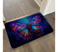 Tapis de Bain Bleu Insecte Rouge Tapis Salle de Bain Doux Microfibre Tapis de Douche Antiderapant Lavable Machine Bath Mat Absorbant d'eau Epais Rug 50x80cm