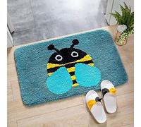 Tapis De Bain Bleu Jaune Abeille Tapis Salle De Bain Moelleux Microfibre Tapis De Douche Absorbant Tapis De Salle De Bain Lavable Machine Tapis Bain Antidérapant Paillasson Interieur 40x60cm