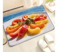 Tapis de Bain Bleu Jaune Rouge Tapis Salle de Bain Doux Microfibre Tapis de Douche Antiderapant Lavable Machine Bath Mat Absorbant d'eau Epais Rug 50x80cm