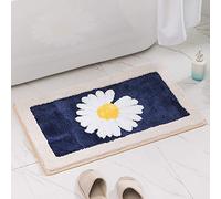 Tapis de Bain Bleu Marine Blanc Tapis Douche Antidérapant Moelleux Microfibre Tapis Salle de Bain Lavable Machine Bath Mat Absorbant d'eau Epais Rug 40x60cm