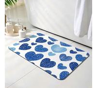 Tapis de Bain Bleu, Tapis de Douche Antidérapant 50 x 60 cm, Séchage Rapide, Absorbant l'eau, Anti Odeur, Facile à Nettoyer, pour Douche, Salle de Bain, Paillasson, Chambre et Salon, Amour O-1491