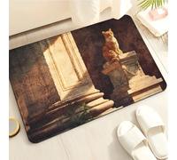 Tapis de Bain Café Vert Animaux Tapis Salle de Bain Doux Microfibre Tapis de Douche Antiderapant Lavable Machine Bath Mat Absorbant d'eau Epais Rug 40x60cm