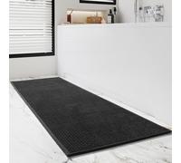 Tapis de bain chenille antidérapant super absorbant et anti-moisissure pour salle de bain/baignoire/cuisine - Séchage rapide (noir, 40 x 150 cm)