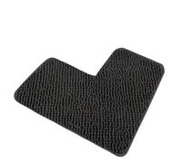 Tapis de bain chenille en forme de L en coton à mémoire de forme de couleur unie pour salle de bain absorbant et antidérapant (noir)