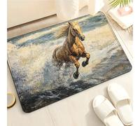 Tapis de Bain Cheval Jaune Gris Tapis Salle de Bain Doux Microfibre Tapis de Douche Antiderapant Lavable Machine Bath Mat Absorbant d'eau Epais Rug 40x60cm