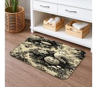 Tapis de bain citrouille d'Halloween à séchage rapide, tapis de douche vintage noir et blanc, antidérapant, lavable en mousse à mémoire de forme, pour décoration de salle de bain, 50,8 x 81,3 cm