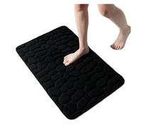 Tapis De Bain Cobblestone Embossed Home Bath Mat Bathroom Carpet Water Absorption Non-Slip Memory Foam Absorbent Washable Rug Toilet Floor Mat(Black,500MMx800MM)