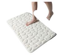 Tapis De Bain Cobblestone Embossed Home Bath Mat Bathroom Carpet Water Absorption Non-Slip Memory Foam Absorbent Washable Rug Toilet Floor Mat(White,400MMx600MM)