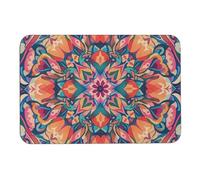 Tapis de bain coloré à motif symétrique qui absorbe l'humidité et la saleté, paillasson avec dos en caoutchouc antidérapant, tapis de sol adapté sous la porte, pour sol de salle de bain, baignoire
