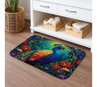 Tapis de bain coloré à séchage rapide, motif floral vif, absorbant, antidérapant, lavable en mousse à mémoire de forme, pour salle de bain, toilettes, toilettes, décoration 40,6 x 61 cm