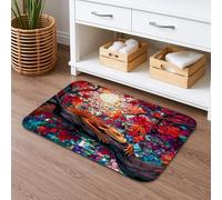 Tapis de bain coloré à séchage rapide, motif mosaïque vibrante, antidérapant, confortable, lavable en flanelle, pour salle de bains et toilettes, 40,6 x 61 cm
