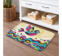 Tapis de bain coloré à séchage rapide, motif oiseau coloré, bohème, abstrait, antidérapant, décoration printanière, flanelle lavable, pour salle de bain, toilettes, toilettes, 50,8 x 81,3 cm