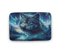 Tapis de Bain coloré Motif Animaux Sauvages, Motif Loup du lac, antidérapant, en Microfibre Douce, pour Douche, lavabo, entrée, 40,6 x 61 cm