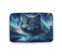 Tapis de Bain coloré Motif Animaux Sauvages, Motif Loup du lac, avec Envers antidérapant, en Microfibre Douce pour Douche, lavabo, entrée, 50,8 x 81,3 cm