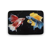 Tapis de Bain coloré Motif Poissons Combattants, Tapis de Bain Art déco Animalier avec Envers antidérapant, Tapis de Sol en Microfibre Douce pour Douche, lavabo, entrée, 50,8 x 81,3 cm