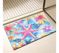Tapis de Bain Coloré Séchage Rapide 50 x 60 cm, Tapis de Douche Antidérapant, Absorbant l'eau, Anti Odeur, Facile à Nettoyer, pour Douche, Salle de Bain, Paillasson, Chambre, Étoiles de mer D-6990
