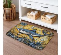 Tapis de bain coloré sur le thème des requins, design artistique océan, antidérapant, décoration estivale, tapis de salle de bain lavable en mousse à mémoire de forme, 50,8 x 81,3 cm