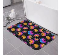 Tapis de bain coloré sur le thème d'Halloween, citrouille, lune étoilée, terre de diatomées, tapis de douche super absorbant, séchage rapide, antidérapant, profil bas, tapis de sol pour baignoire, t