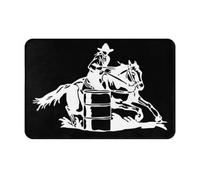 Tapis De Bain Course De Barils Cow-Girls Rodéo Silhouette De Cheval Résistant Tapis D'Entrée Lavable Paillasson D'Entree pour Maison Patio Chambre 60X40Cm