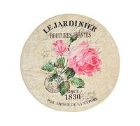 Tapis de bain crème avec fleur rose