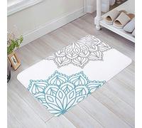 Tapis De Bain Dahlia Abstrait Bleu-Gris Paillasson D'Entrée Maison Deco Doux Tapis De Sol Antidérapant, pour Salon, Baignoire, Couloir, 40x60cm