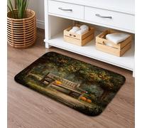 Tapis de bain d'automne rustique pour banc de parc vintage - Art de paysage - Tapis de douche absorbant et antidérapant - Lavable en mousse à mémoire de forme pour salle de bain, toilettes, toilettes